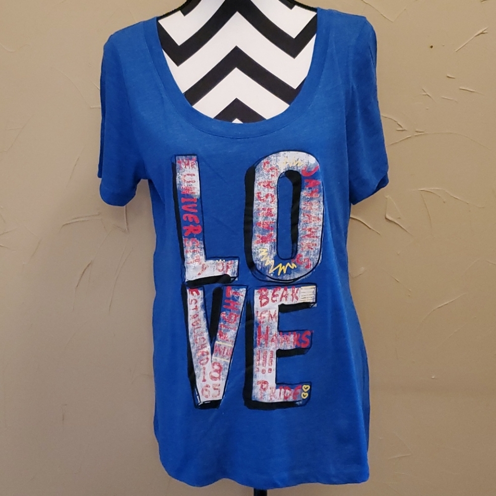 Creative Apparel Love KU Jayhawks Tshirt NWOT